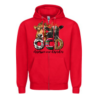 Red OCD Obsessive Cow Disorder Zipper Hoodie - texasbilliewilder
