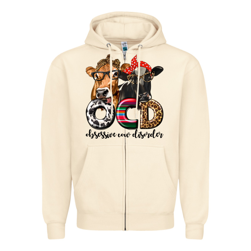 Ocd Obsessive Cow Disorder Zipper Hoodie by texasbilliewilder | Teevron
