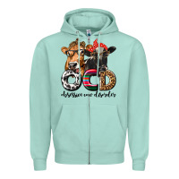 Seafoam OCD Obsessive Cow Disorder Zipper Hoodie - texasbilliewilder