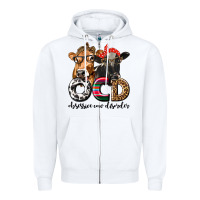 White OCD Obsessive Cow Disorder Zipper Hoodie - texasbilliewilder