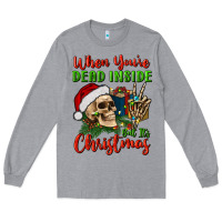 Heather Grey when you’re dead inside but it's christmas Long Sleeve Tee - BundleAndBundleShop