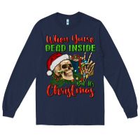 Navy when you’re dead inside but it's christmas Long Sleeve Tee - BundleAndBundleShop