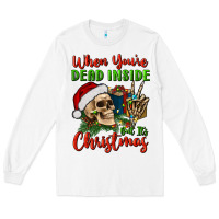 White when you’re dead inside but it's christmas Long Sleeve Tee - BundleAndBundleShop