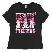 Black freaking freezing with Snowmans Ladies Tee - AdoDesignShop