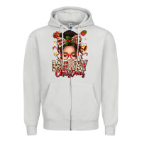 Dove Grey merry christmas messy bun Zipper Hoodie - texasbilliewilder