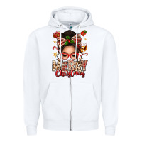 White merry christmas messy bun Zipper Hoodie - texasbilliewilder