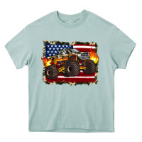 American Flag Monster Truck Heavy Core Tee | Teevron