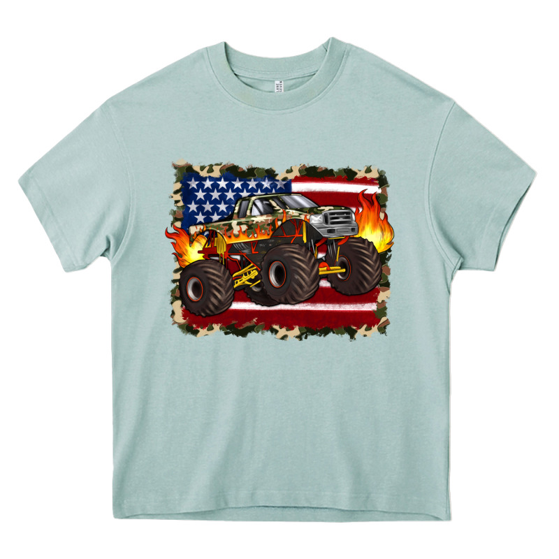 American Flag Monster Truck Heavy Core Tee by Artiststas | Teevron