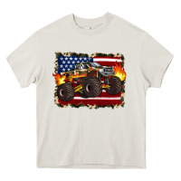 Cream american flag monster truck Heavy Core Tee - Artiststas