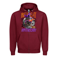 Burgundy Black cat apothecary Zipper Hoodie - NancyCooperArtShop