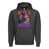 Charcoal Heather Black cat apothecary Zipper Hoodie - NancyCooperArtShop