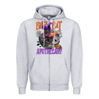 Heather Grey Black cat apothecary Zipper Hoodie - NancyCooperArtShop
