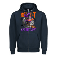 Navy Black cat apothecary Zipper Hoodie - NancyCooperArtShop