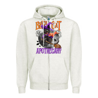 Oatmeal Heather Black cat apothecary Zipper Hoodie - NancyCooperArtShop