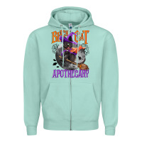Seafoam Black cat apothecary Zipper Hoodie - NancyCooperArtShop