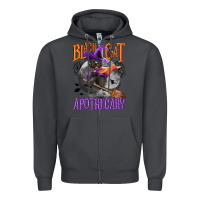 Smoke Black cat apothecary Zipper Hoodie - NancyCooperArtShop