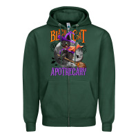 Sports Green Black cat apothecary Zipper Hoodie - NancyCooperArtShop