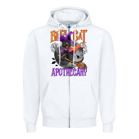 White Black cat apothecary Zipper Hoodie - NancyCooperArtShop