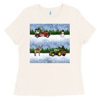 Bone christmas snow truck seamless pattern Ladies Tee - BundleAndBundleShop