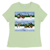 Matcha christmas snow truck seamless pattern Ladies Tee - BundleAndBundleShop
