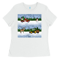 White christmas snow truck seamless pattern Ladies Tee - BundleAndBundleShop