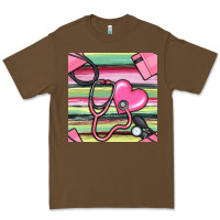 Cacao Nurse Stethoscope Seamless Pattern Premium Tee - BundleAndBundleShop