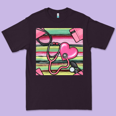 Nurse Stethoscope Seamless Pattern Premium Tee Designed By Bundleandbundleshop