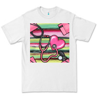 White Nurse Stethoscope Seamless Pattern Premium Tee - BundleAndBundleShop