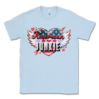 Dusty Blue American junkie Classic Tee - NancyCooperArtShop