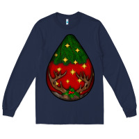 Navy Christmas  teardrop Long Sleeve Tee - BundleAndBundleShop