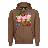 Chestnut happy hallothanksmas pigs Zipper Hoodie - texasbilliewilder