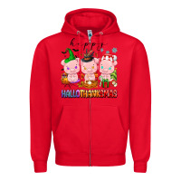 Red happy hallothanksmas pigs Zipper Hoodie - texasbilliewilder