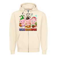 Sandshell happy hallothanksmas pigs Zipper Hoodie - texasbilliewilder