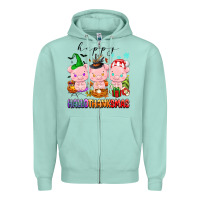 Seafoam happy hallothanksmas pigs Zipper Hoodie - texasbilliewilder
