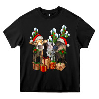 Black western christmas cows and cactuses Heavy Core Tee - AdoDesignShop