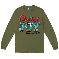 Army Green Choose Joy Long Sleeve Tee - BundleAndBundleShop