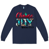 Navy Choose Joy Long Sleeve Tee - BundleAndBundleShop