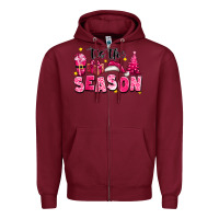 Burgundy Pink 'tis the season Christmas Zipper Hoodie - texasbilliewilder