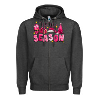 Charcoal Heather Pink 'tis the season Christmas Zipper Hoodie - texasbilliewilder