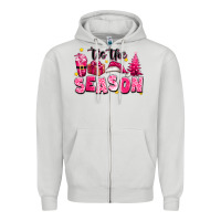 Dove Grey Pink 'tis the season Christmas Zipper Hoodie - texasbilliewilder