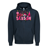 Navy Pink 'tis the season Christmas Zipper Hoodie - texasbilliewilder
