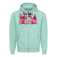 Seafoam Pink 'tis the season Christmas Zipper Hoodie - texasbilliewilder