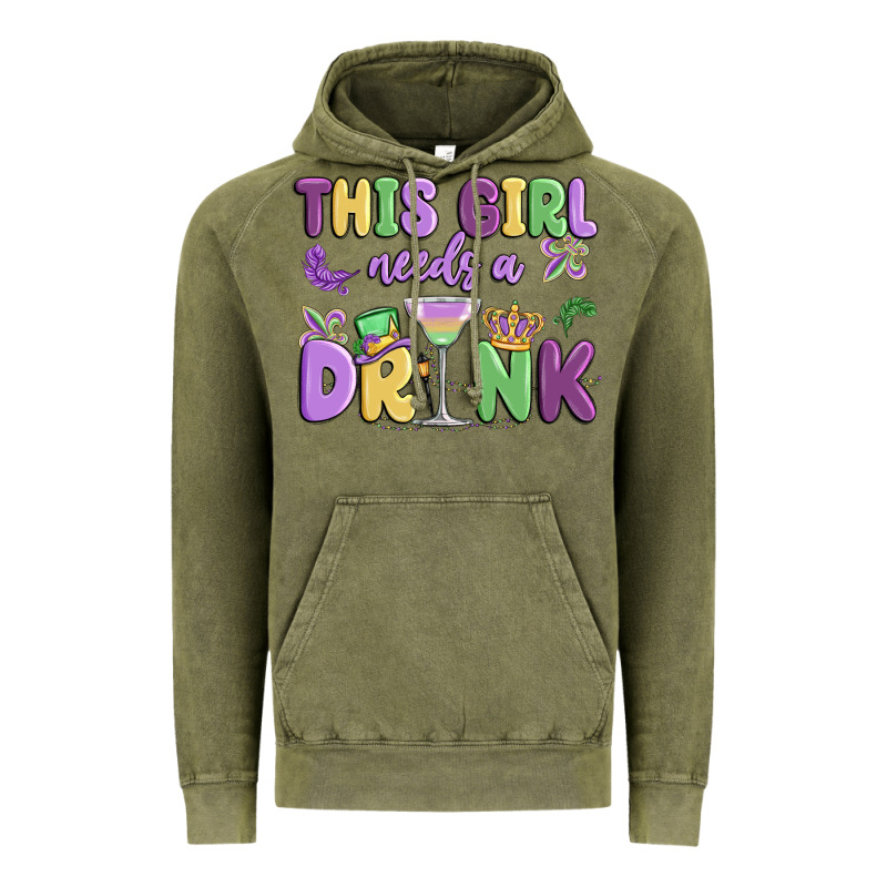 This Girl Needs A Drink Vintage Hoodie by MaliasSmallBusiness | Teevron
