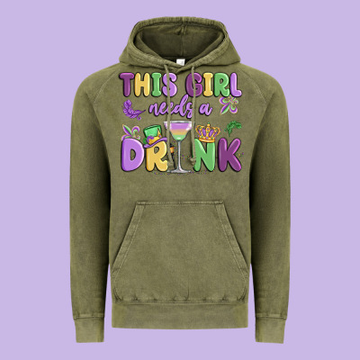 This Girl Needs A Drink Vintage Hoodie Designed By Maliassmallbusiness