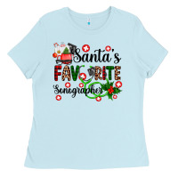 Baby Blue santa's favorite sonographer Ladies Tee - AdoDesignShop