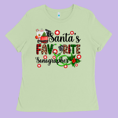 Santa's Favorite Sonographer Ladies Tee Designed By Adodesignshop