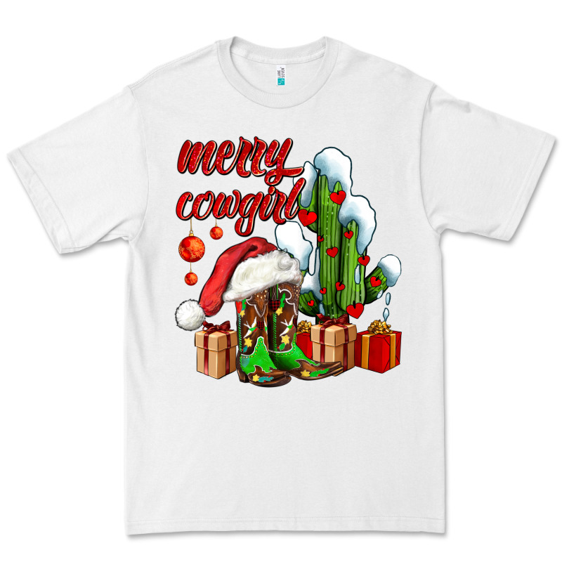 Merry Cowgirl  Boots And Cactus With Gifts Premium Tee by AdoDesignShop | Teevron