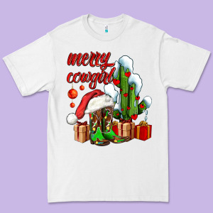 Merry Cowgirl  Boots And Cactus With Gifts Premium Tee Designed By Adodesignshop