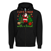 Black I love a man with a beard Christmas Zipper Hoodie - NancyCooperArtShop