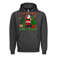 Charcoal Heather I love a man with a beard Christmas Zipper Hoodie - NancyCooperArtShop
